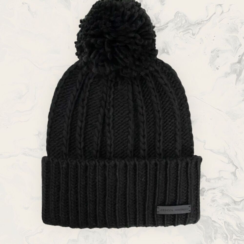 NWT Rebecca Minkoff Pompom Beanie in Black - One Size